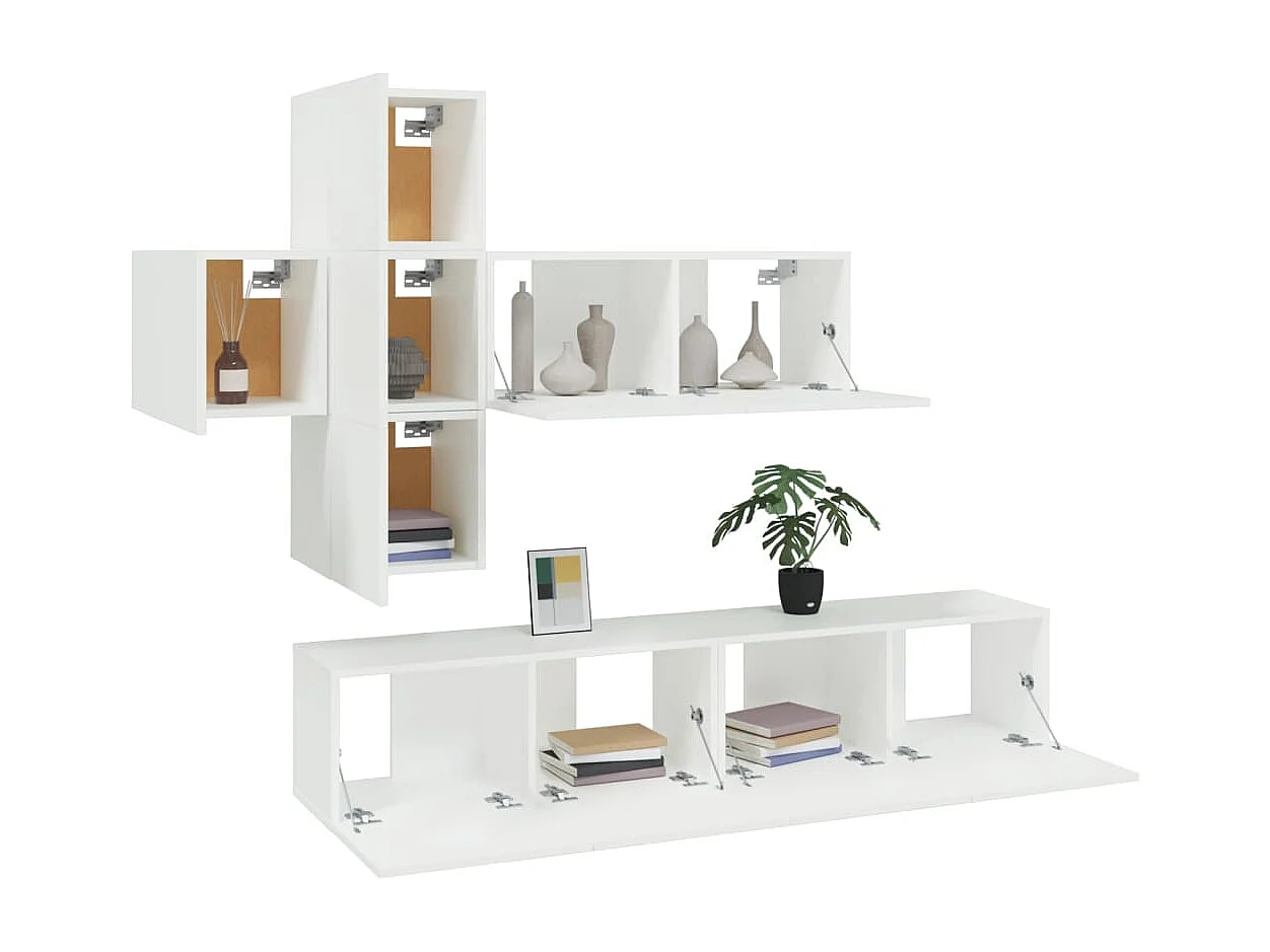 Ensemble de meubles TV 7 pièces Blanc Bois d'ingénierie