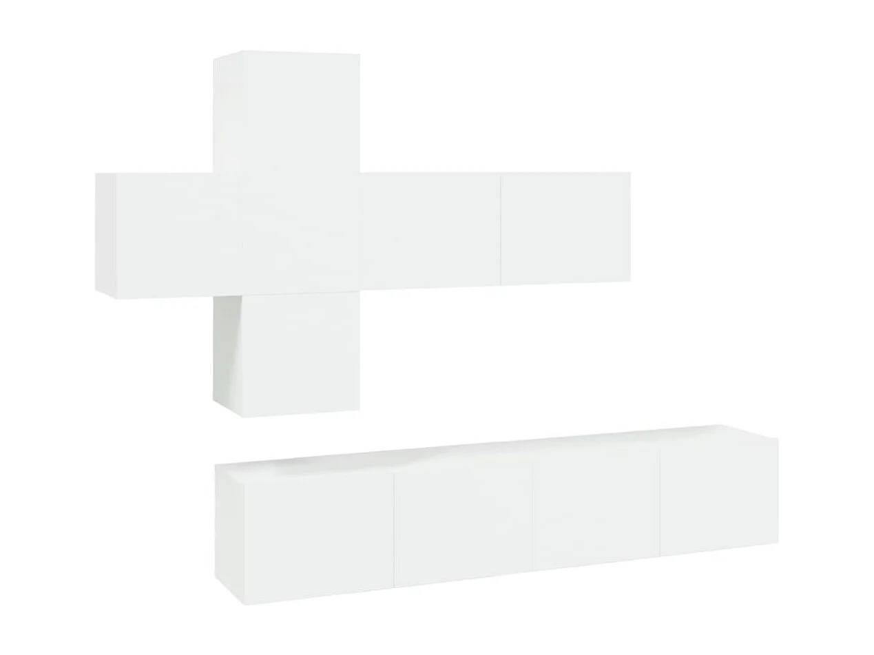 Set de muebles para TV 7 piezas madera contrachapada blanco