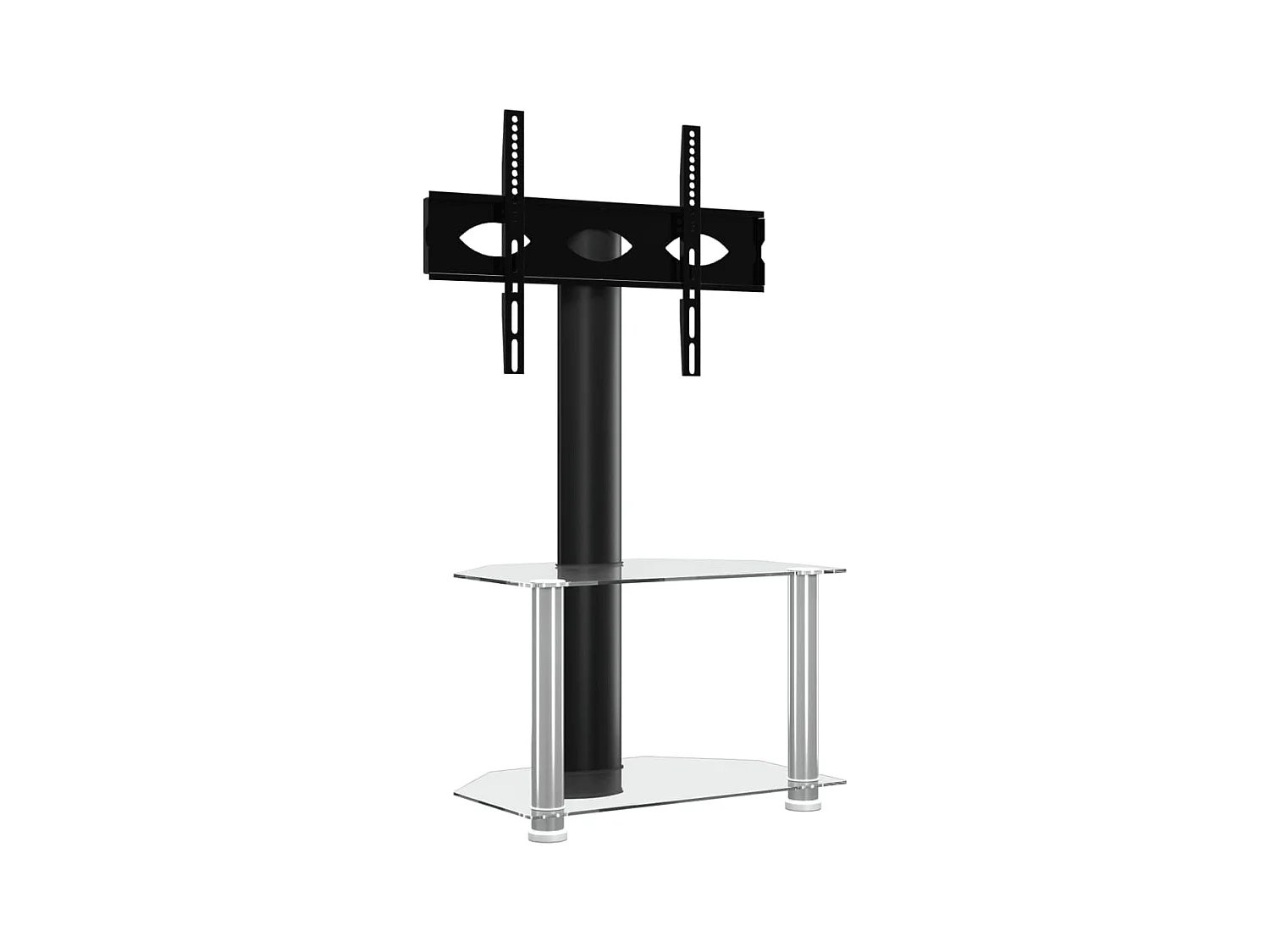 Meuble TV d'angle 2 niveaux pour 32-70 pouces noir argenté
