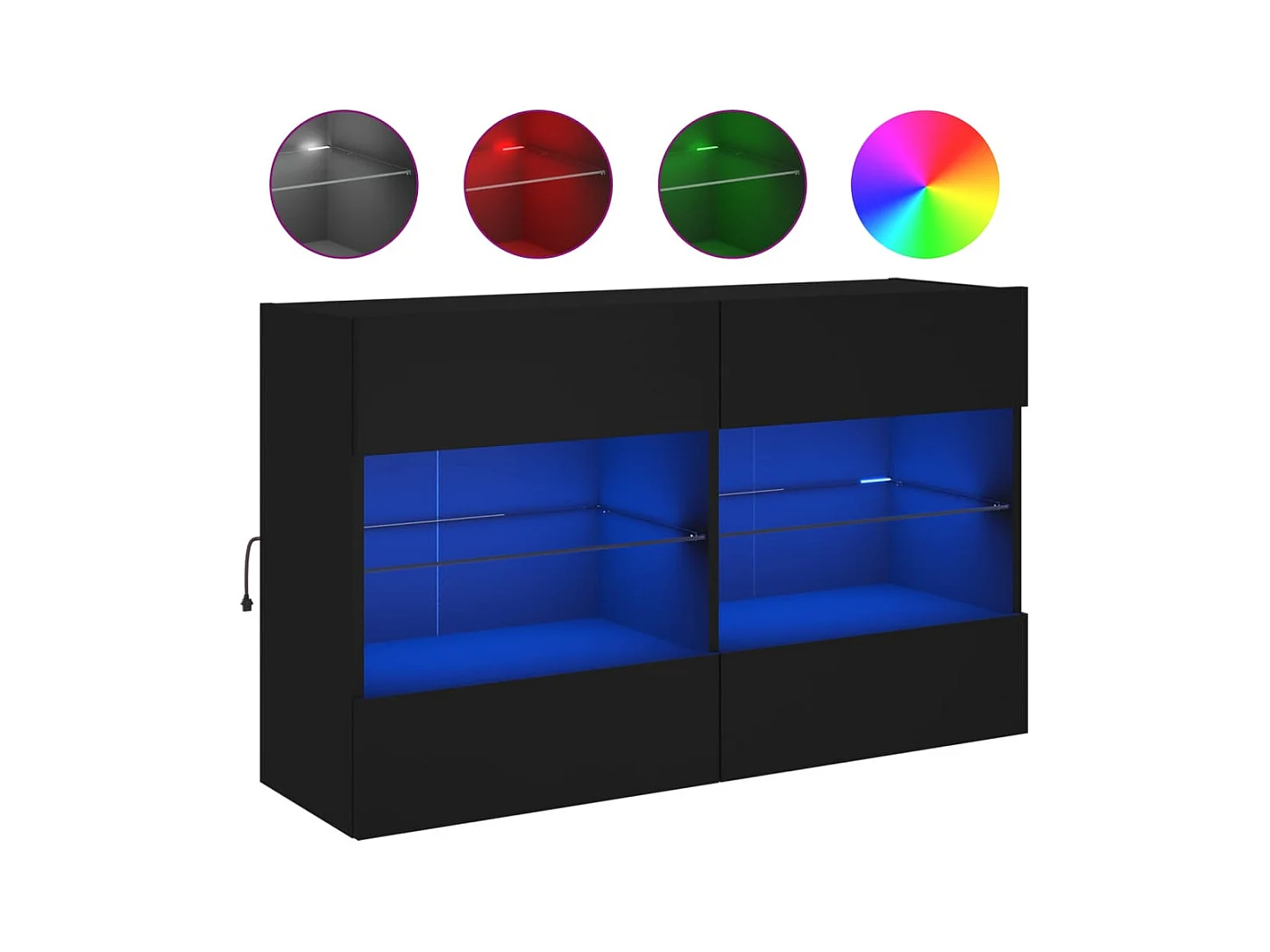 Meuble TV mural avec lumières LED noir 98,5x30x60,5 cm