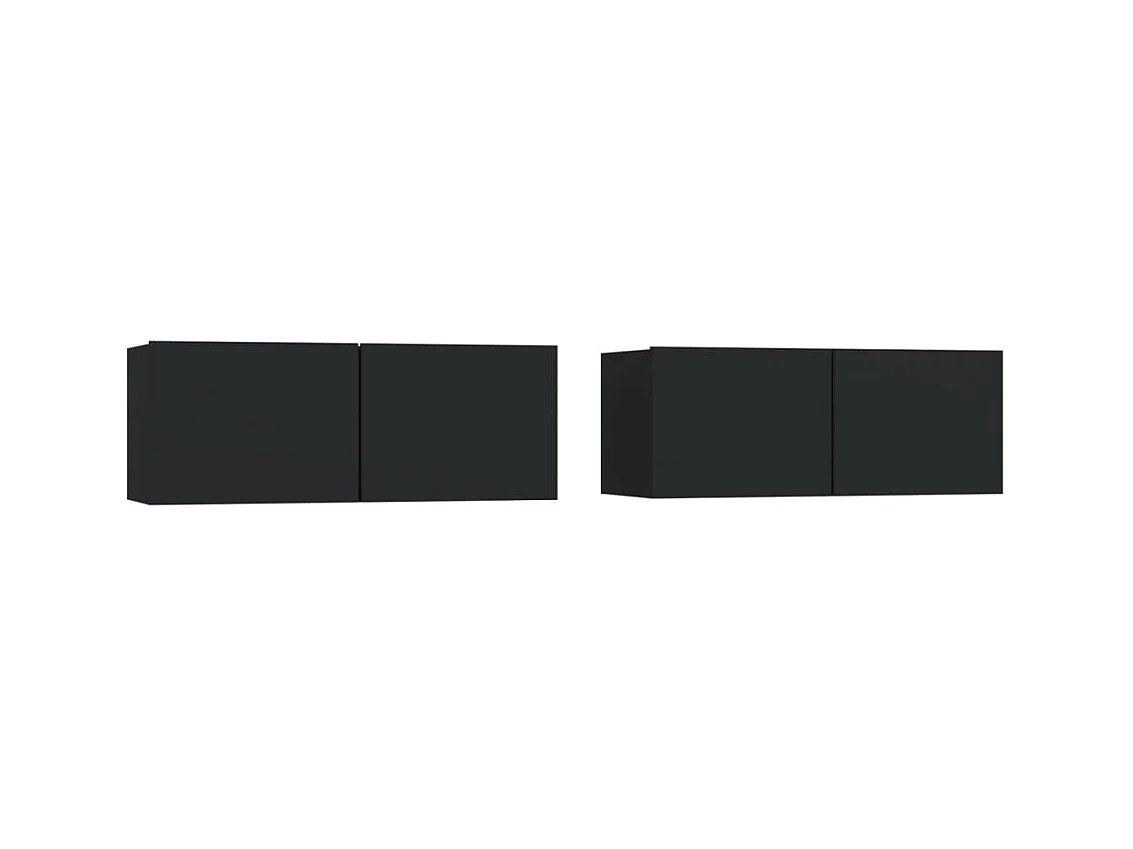 Meubles TV 2 pièces Noir 80x30x30 cm Bois d'ingénierie