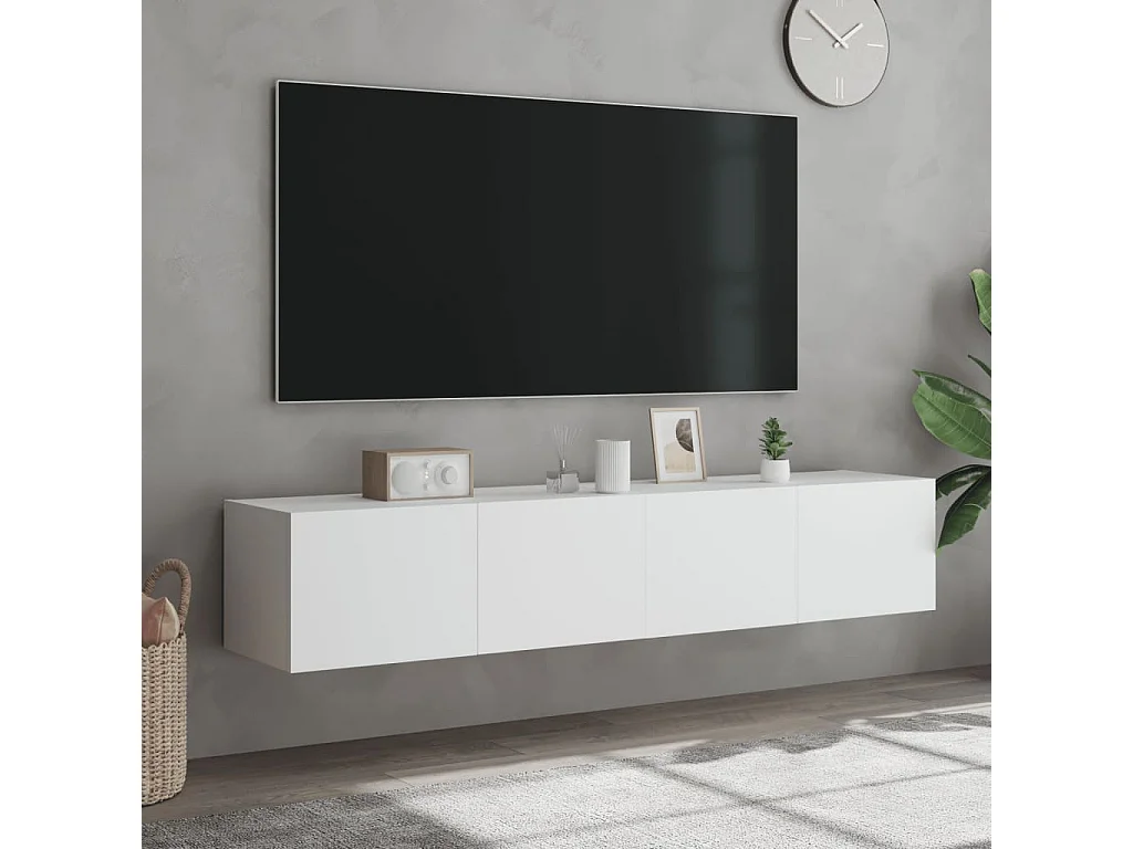 Tv-wandmeubels met LED-verlichting 2 st 80x35x31 cm wit