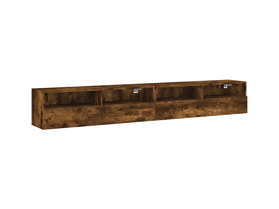 Meubles TV muraux 2pièces chêne fumé 100x30x30cm bois d'ingénierie
