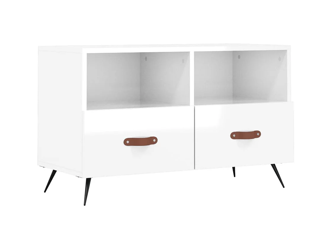 Meuble TV Blanc brillant 80x36x50 cm Bois d'ingénierie