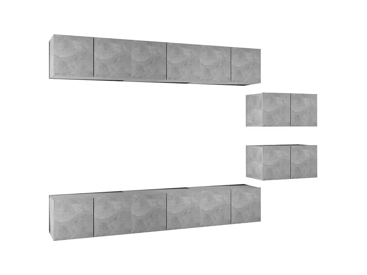Meubles TV 8 pièces Gris béton Aggloméré