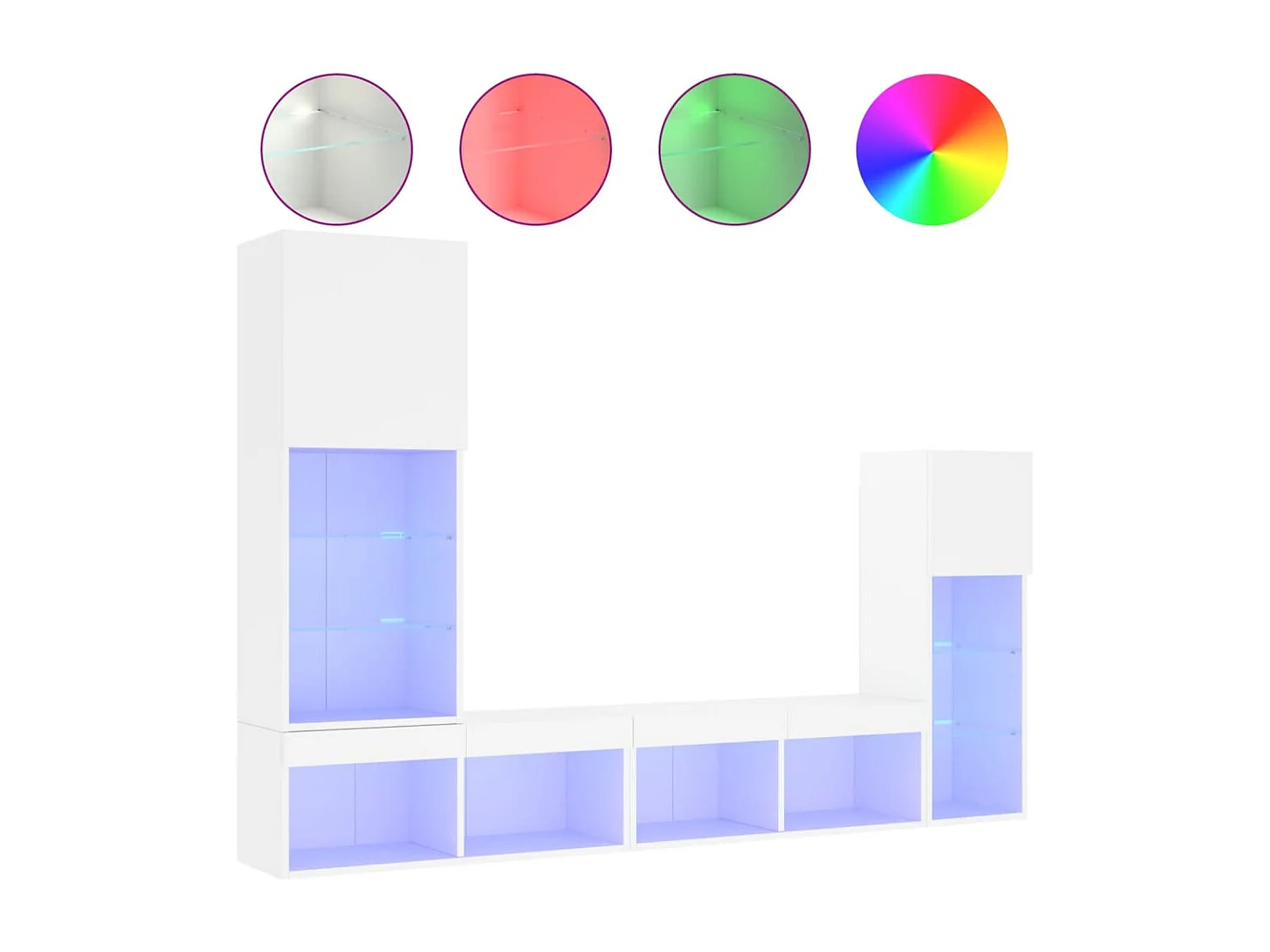 Unités murales TV avec LED 4 pièces blanc bois d'ingénierie