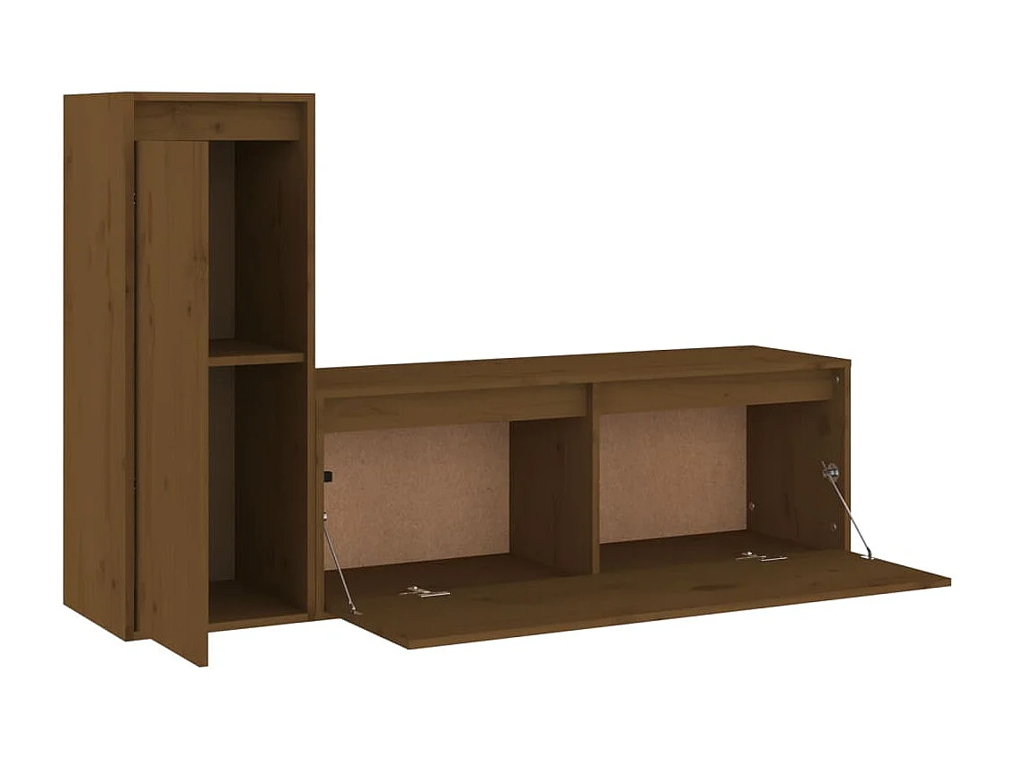 Meubles TV 2 pièces Marron miel Bois massif de pin