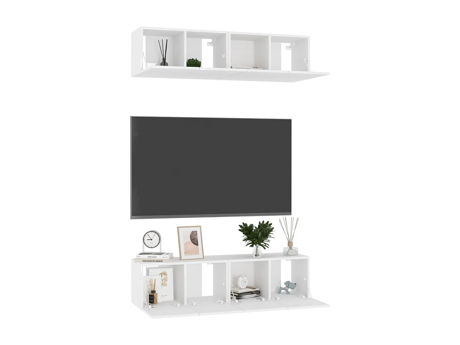Meubles TV 4 pièces Blanc brillant 60x30x30 cm Aggloméré