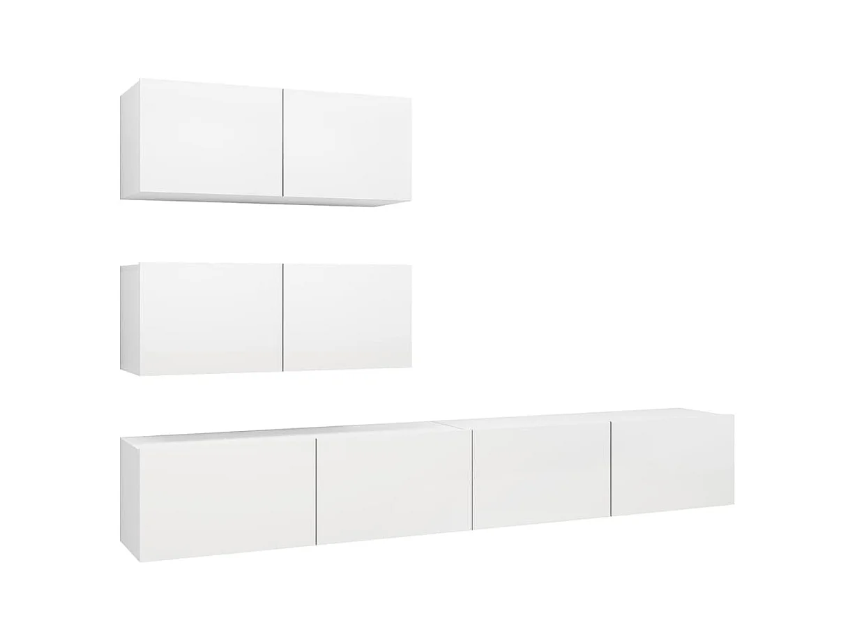 4-delige Tv-meubelset bewerkt hout wit