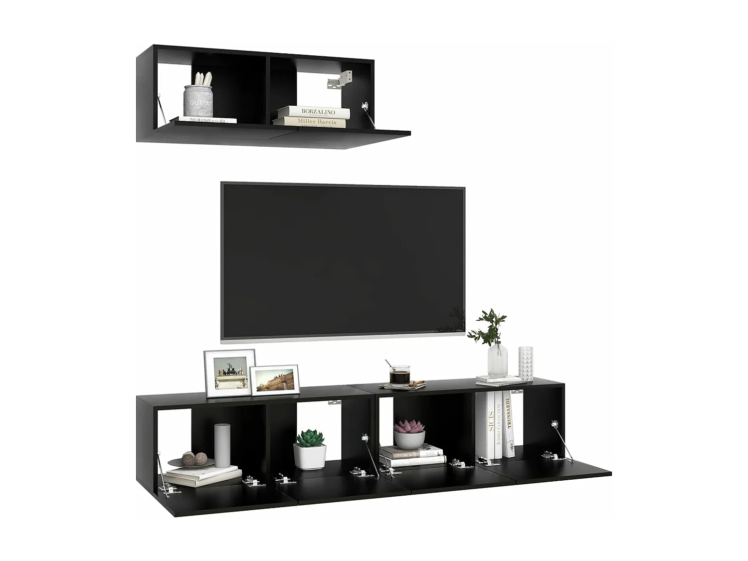 Meubles TV 3 pièces Noir Aggloméré