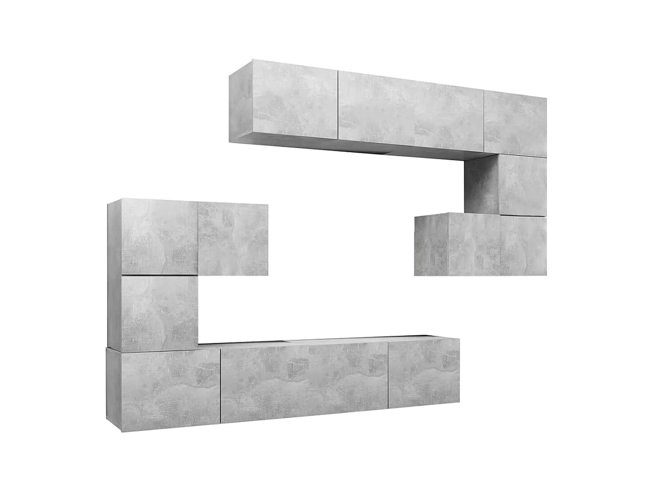 Ensemble de meuble TV 8 pièces Gris béton Aggloméré