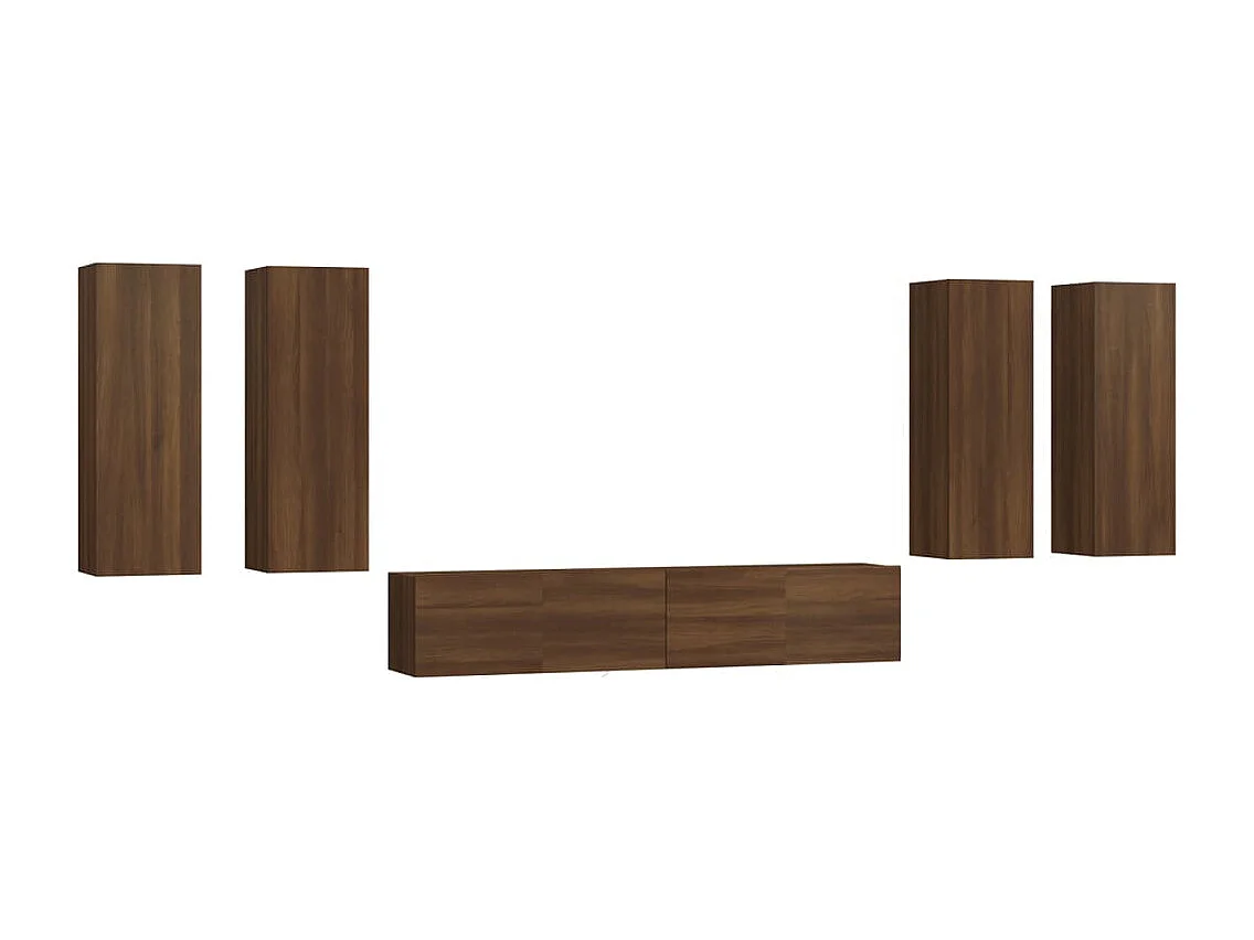 Conjunto móveis de TV 6peças madeira processada carvalho castanho