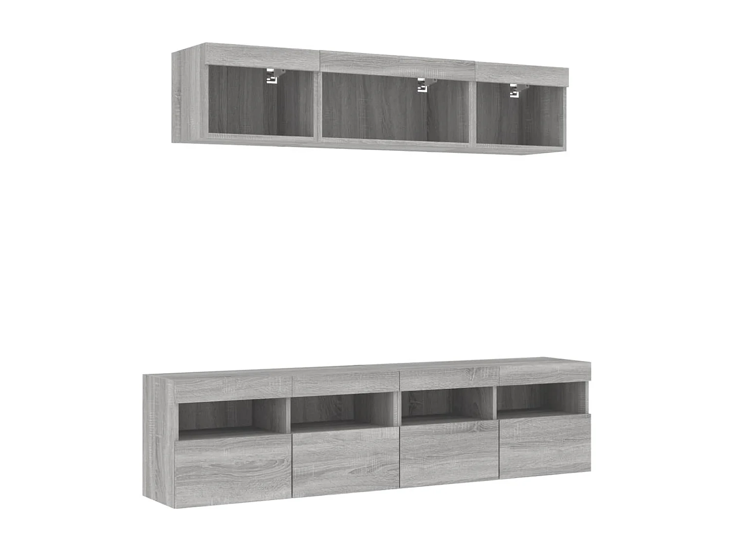 5 peças móveis parede p/ TV c/ LEDs deriv. madeira cinza sonoma