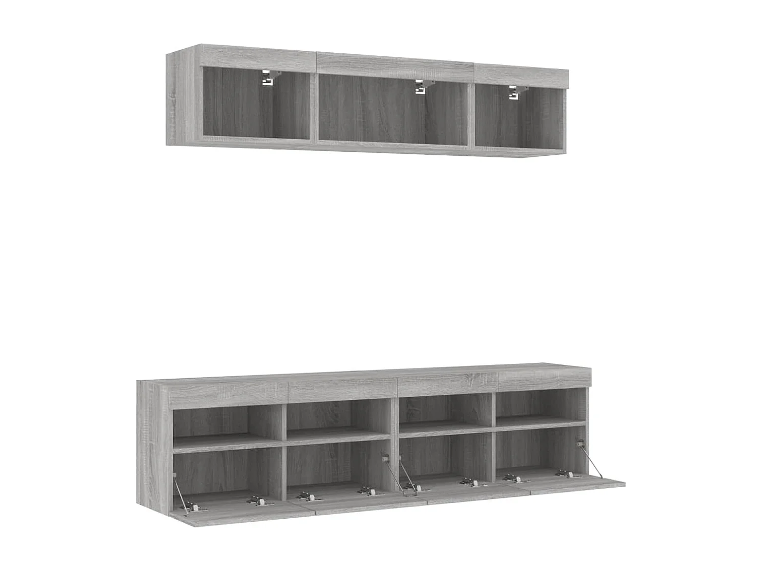 5 peças móveis parede p/ TV c/ LEDs deriv. madeira cinza sonoma