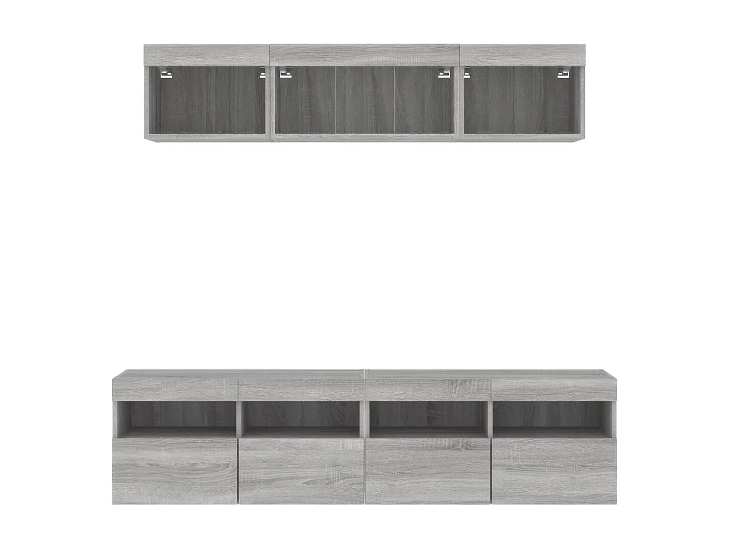 5 peças móveis parede p/ TV c/ LEDs deriv. madeira cinza sonoma