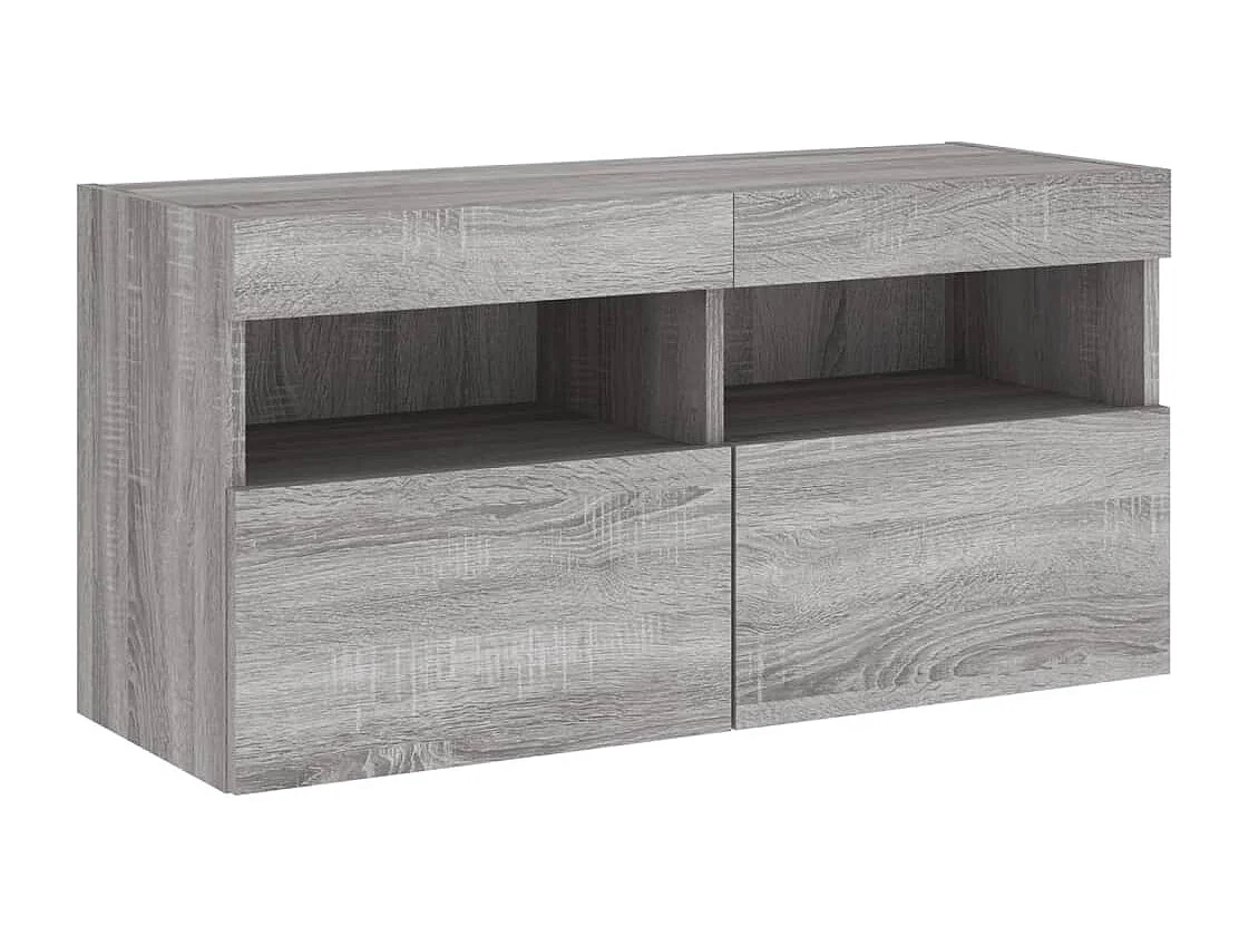 5 peças móveis parede p/ TV c/ LEDs deriv. madeira cinza sonoma