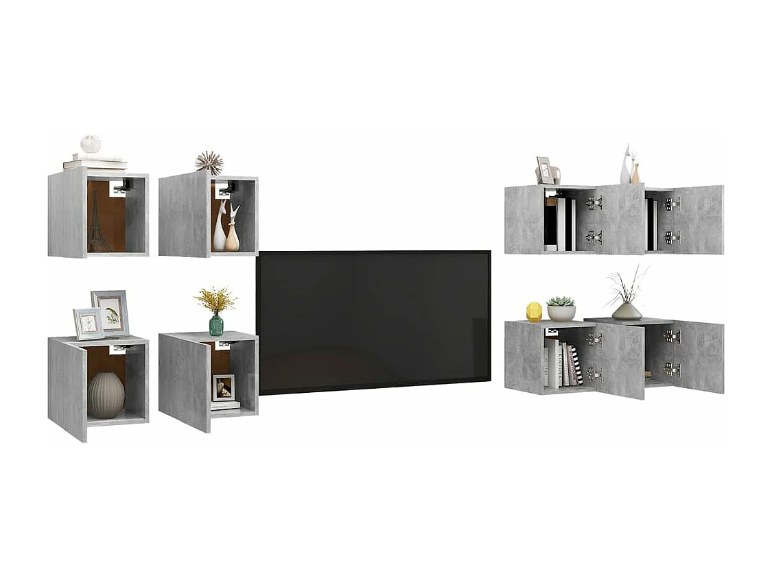 Meubles TV muraux 8 pièces Gris béton 30,5x30x30 cm