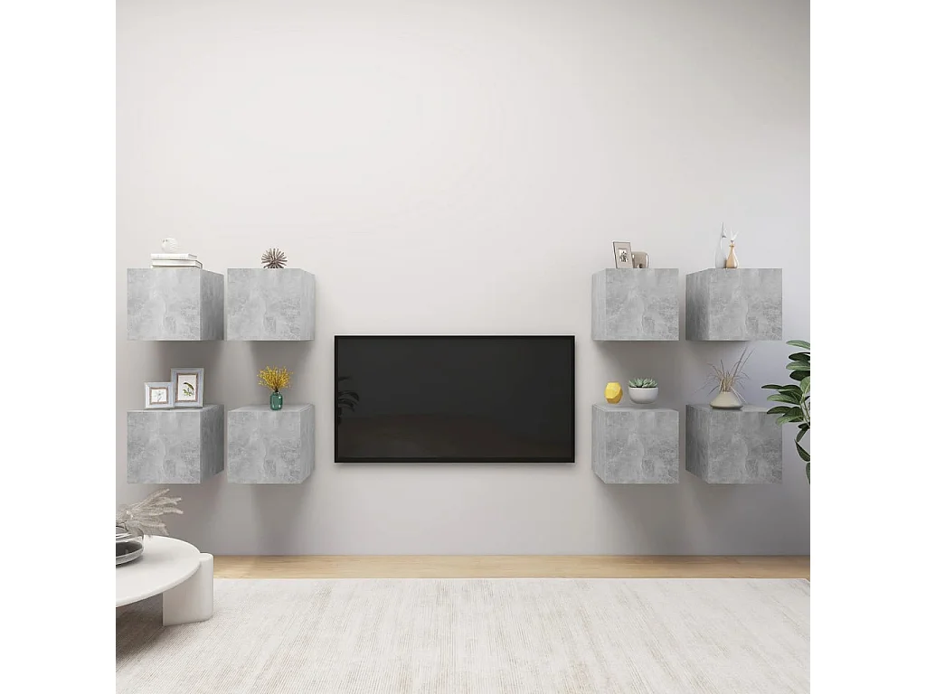 Meubles TV muraux 8 pièces Gris béton 30,5x30x30 cm
