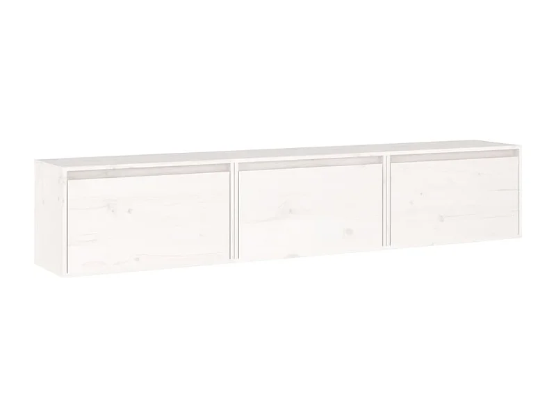 Meubles TV 3 pièces Blanc Bois massif de pin