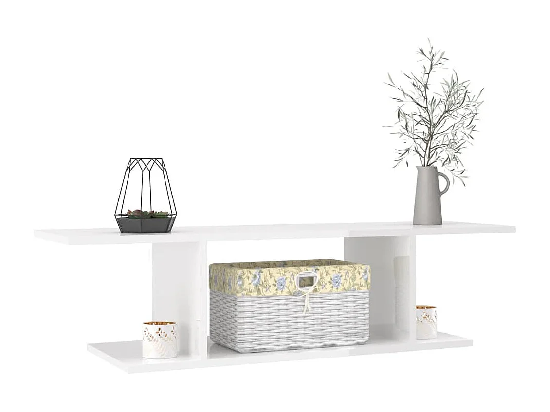 Meuble TV mural Blanc brillant 103x30x26,5 cm