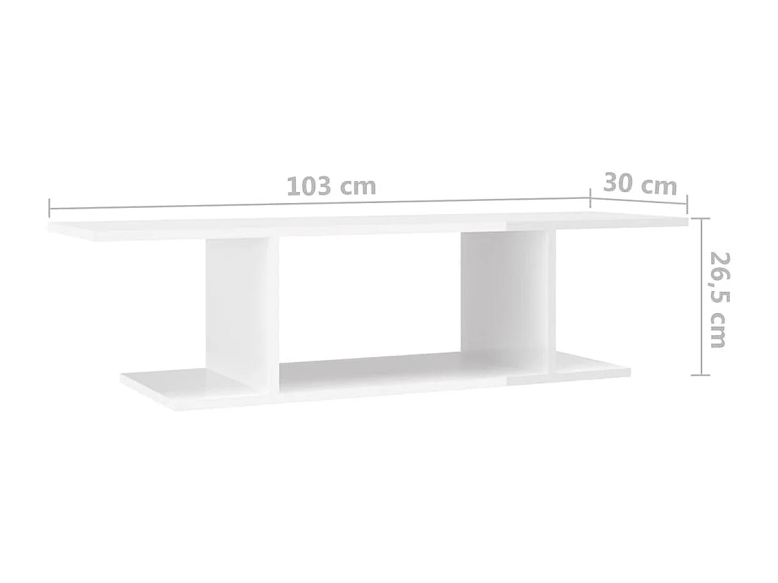 Meuble TV mural Blanc brillant 103x30x26,5 cm