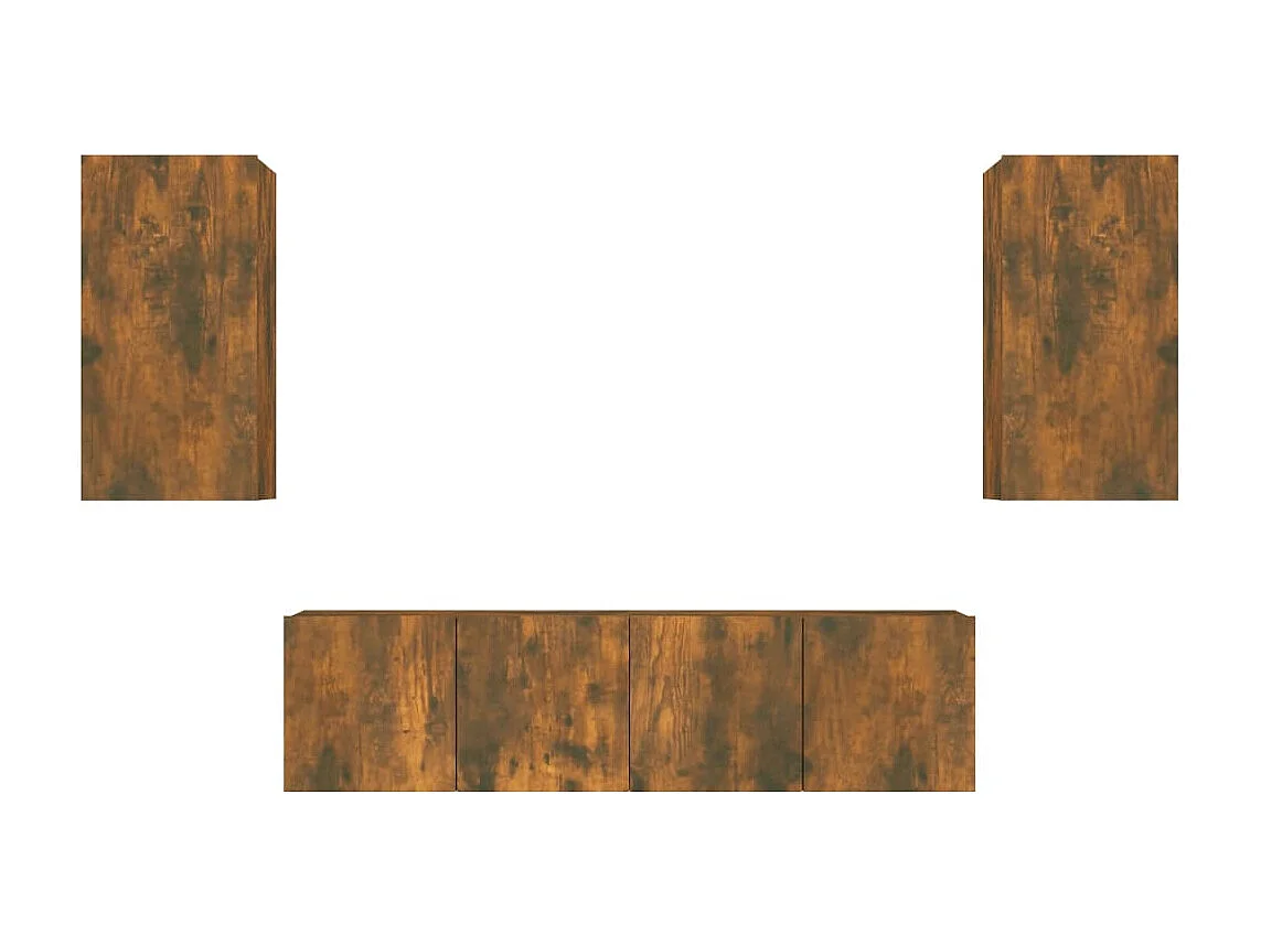 Ensemble de meubles TV 4 pièces Chêne fumé Bois d'ingénierie