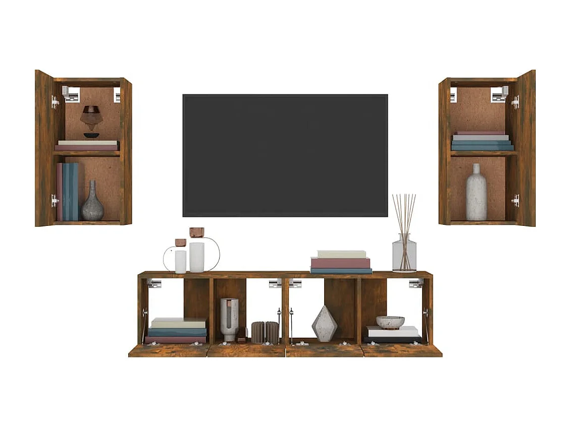 Ensemble de meubles TV 4 pièces Chêne fumé Bois d'ingénierie