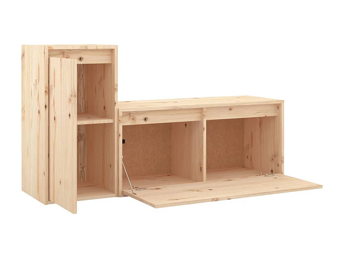 Meubles TV 2 pièces Bois massif de pin