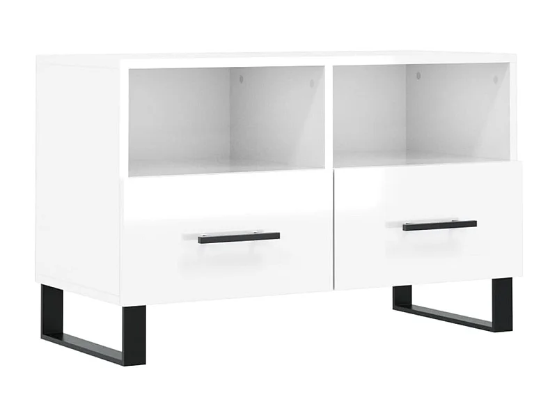 Tv-meubel 80x36x50 cm bewerkt hout hoogglans wit