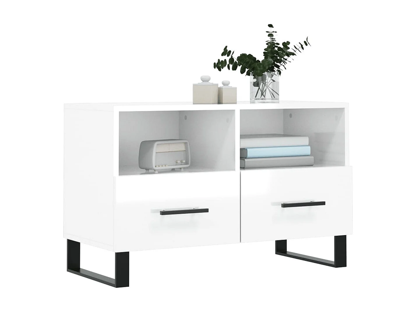 Tv-meubel 80x36x50 cm bewerkt hout hoogglans wit