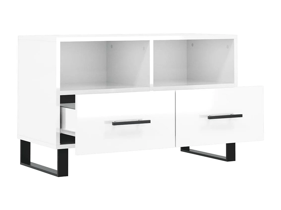 Tv-meubel 80x36x50 cm bewerkt hout hoogglans wit