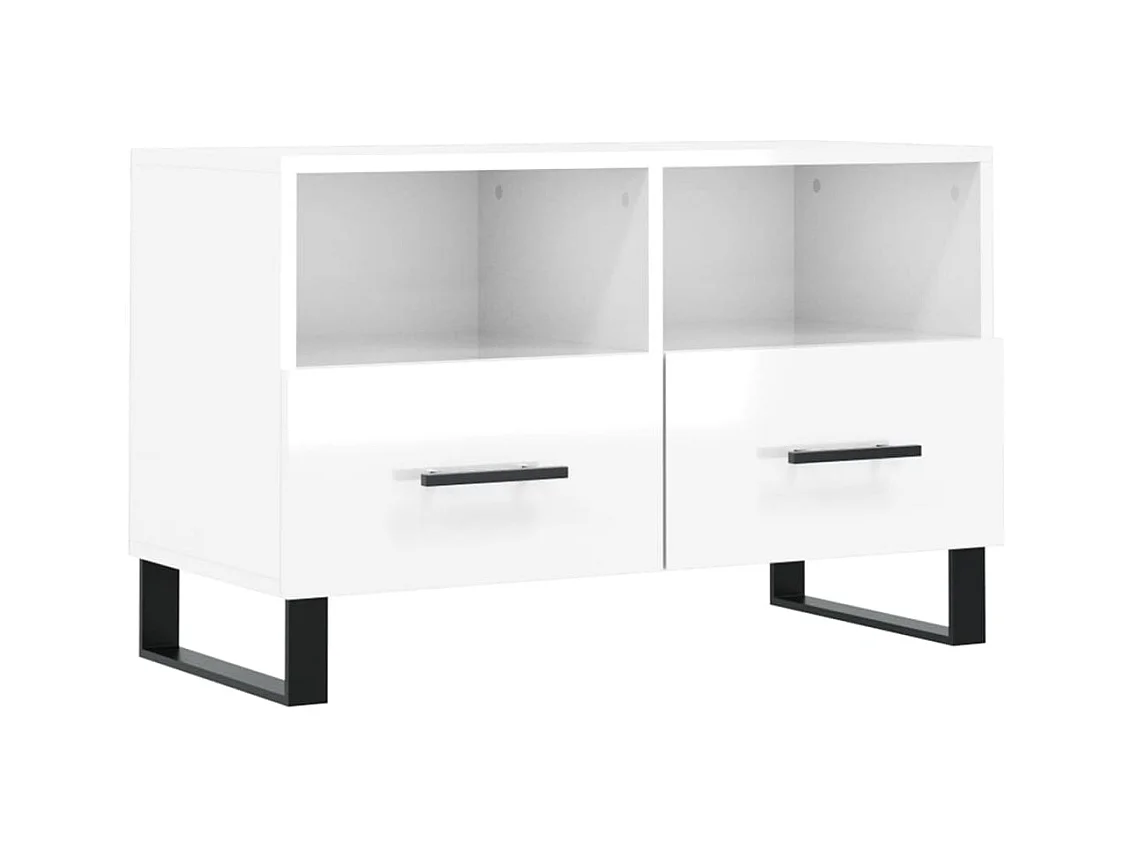 Meuble TV Blanc brillant 80x36x50 cm Bois d'ingénierie