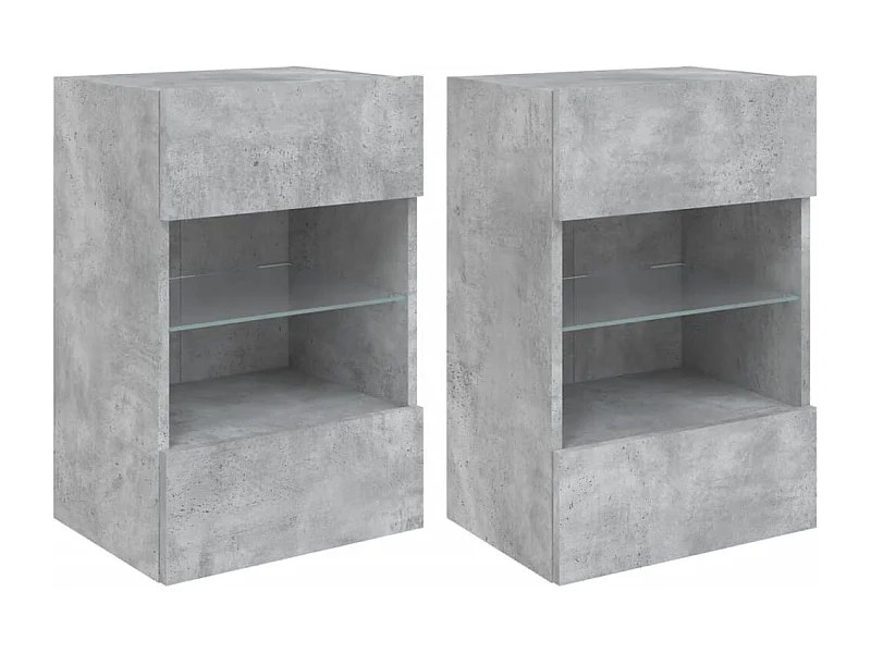 Meubles TV muraux et lumières LED 2pièces gris béton 40x30x60,5 cm