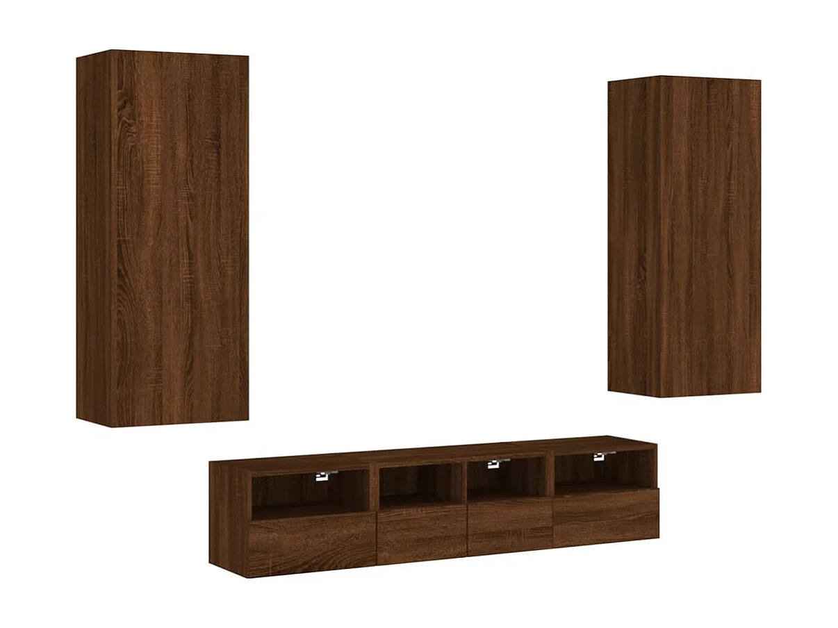 Unités murales TV 5 pièces chêne marron bois d'ingénierie