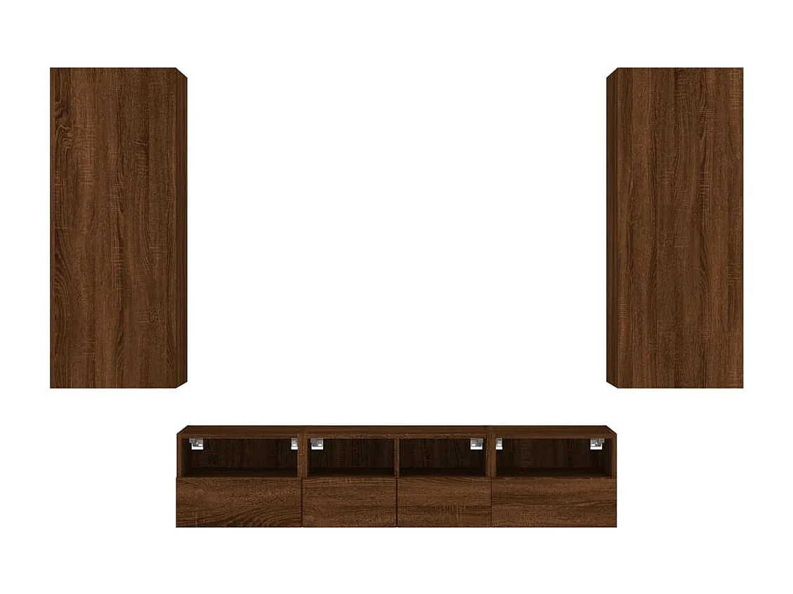 Unités murales TV 5 pièces chêne marron bois d'ingénierie