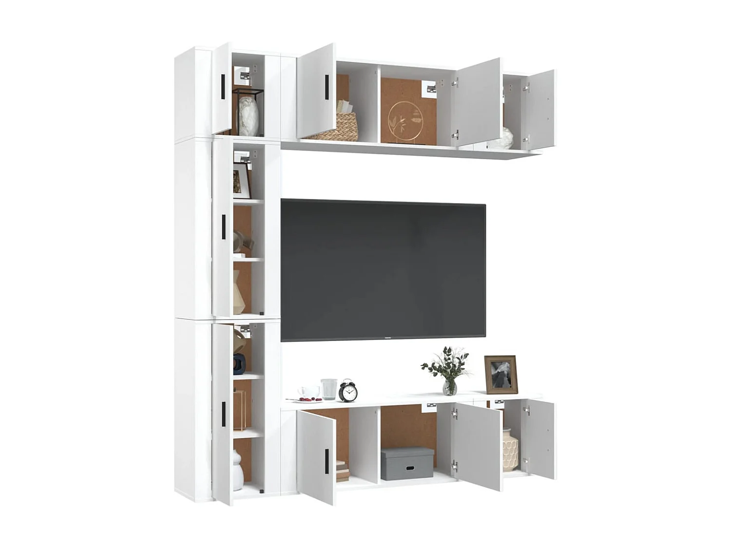 7-delige Tv-meubelset bewerkt hout wit