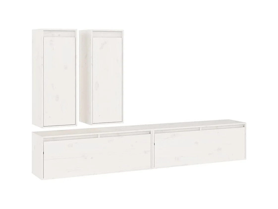 Meubles TV 4 pièces Blanc Bois massif de pin