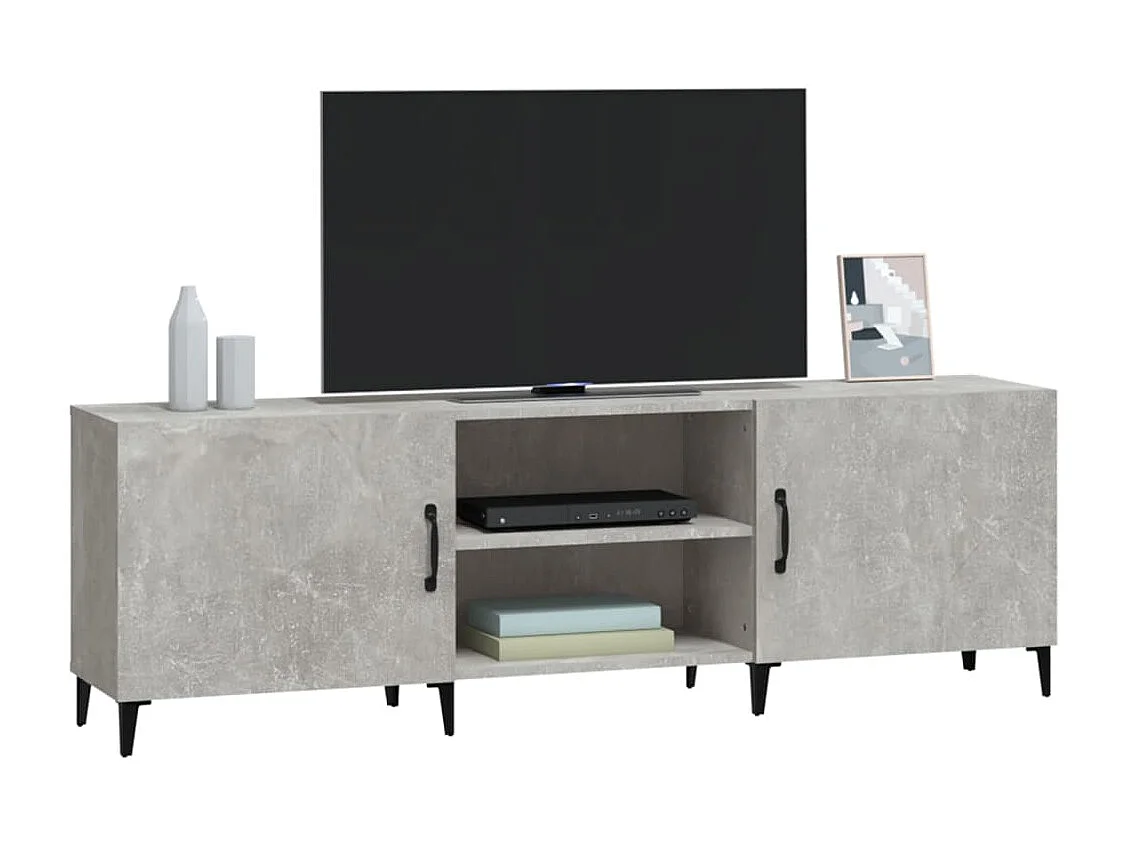 Meuble TV gris béton 150x30x50 cm bois d'ingénierie