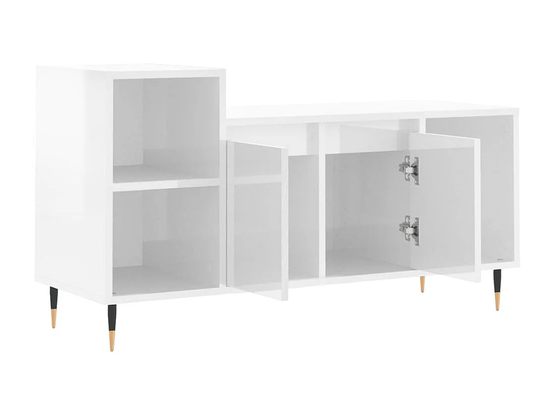 Tv-meubel 100x35x55 cm bewerkt hout hoogglans wit