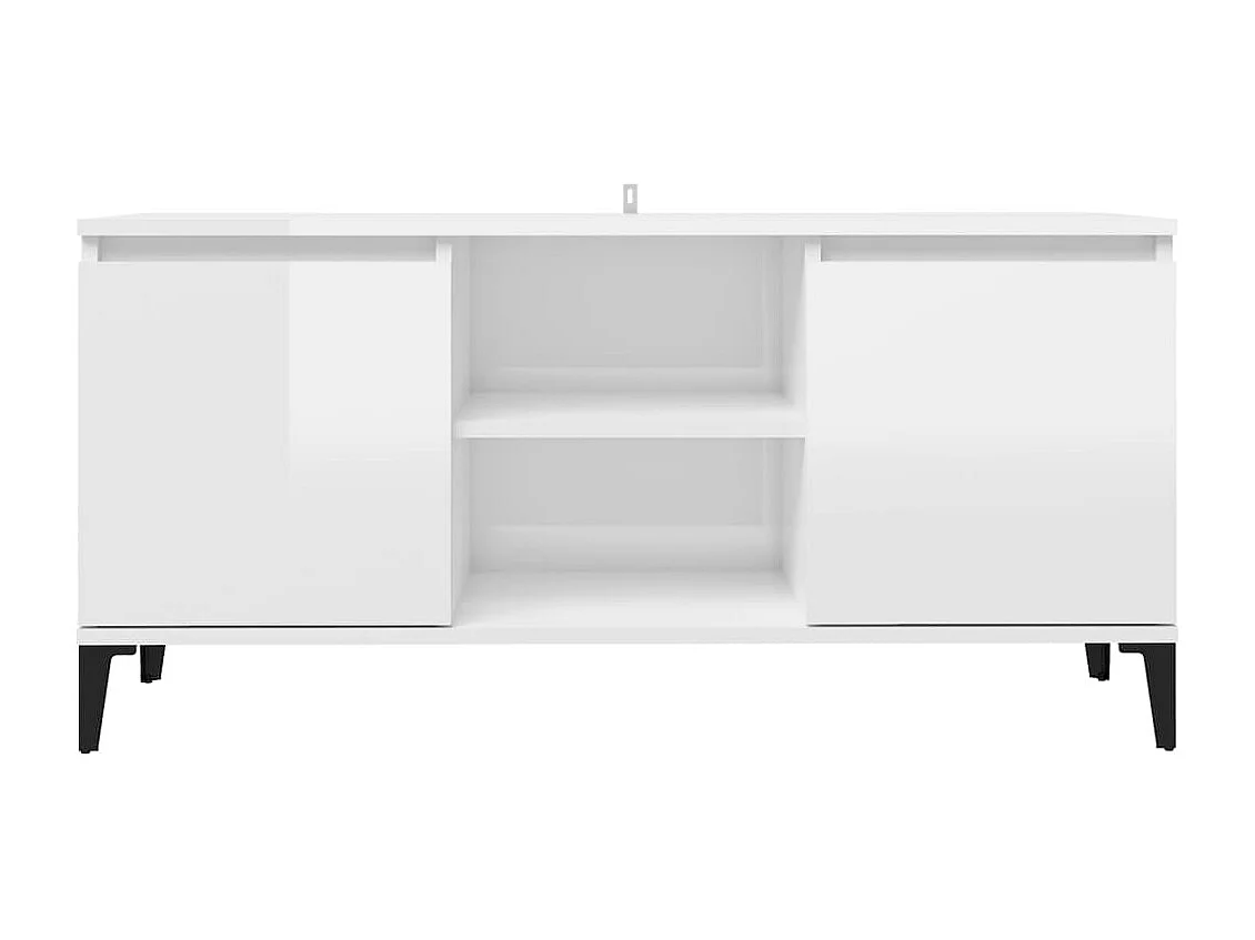 Mueble de TV con patas de metal blanco brillante 103,5x35x50 cm