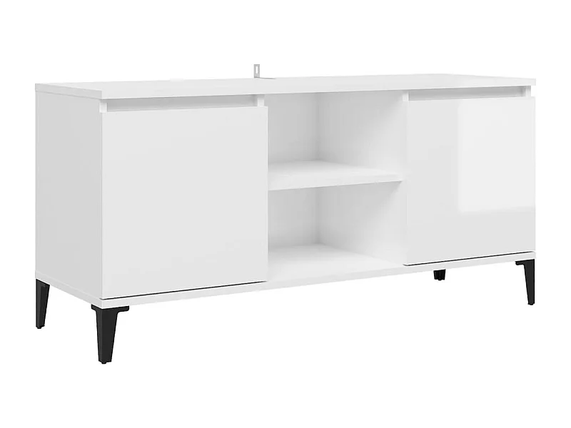 Mueble de TV con patas de metal blanco brillante 103,5x35x50 cm