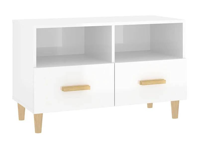 Móvel de TV 80x36x50 cm derivados de madeira branco brilhante