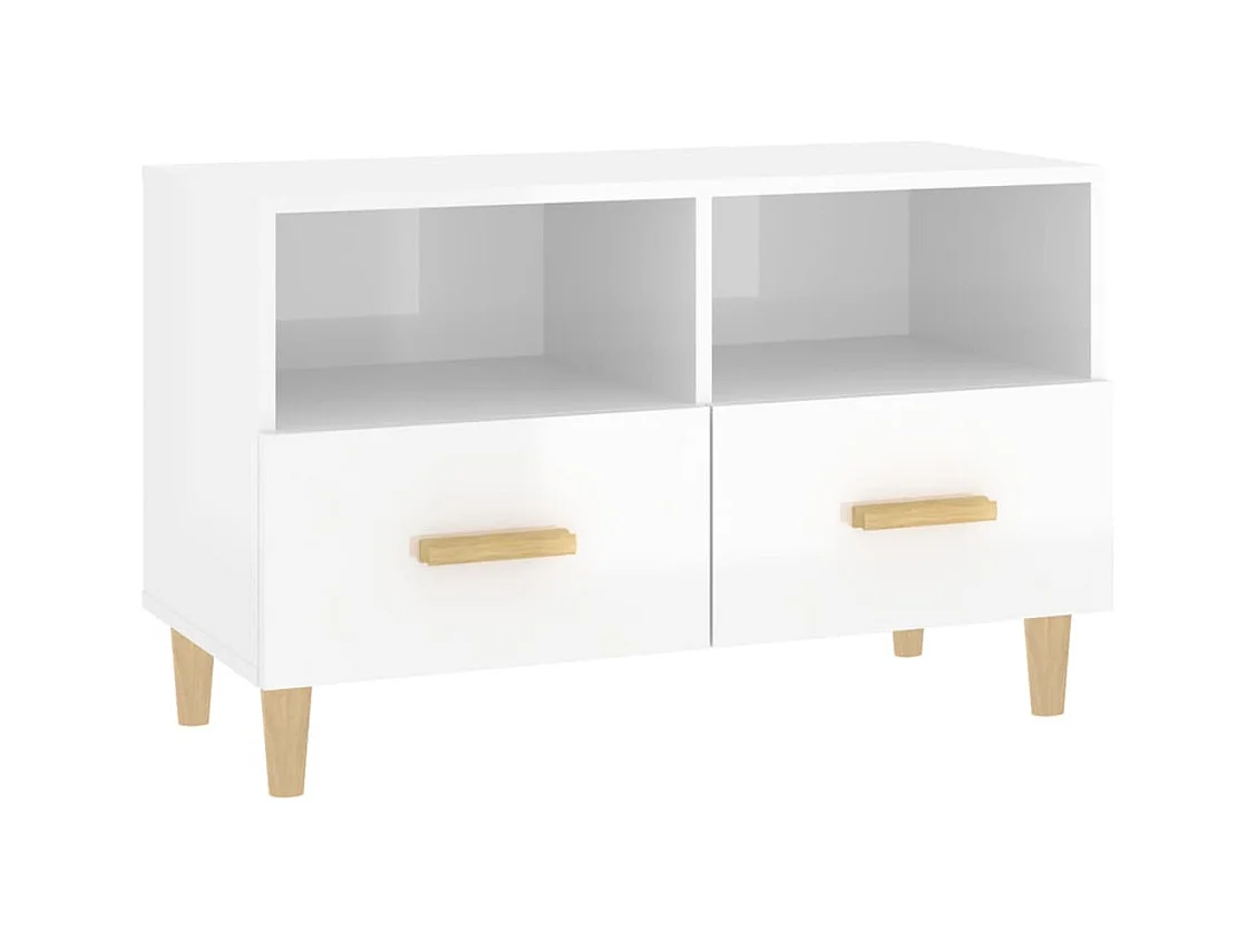 Meuble TV Blanc brillant 80x36x50 cm Bois d'ingénierie