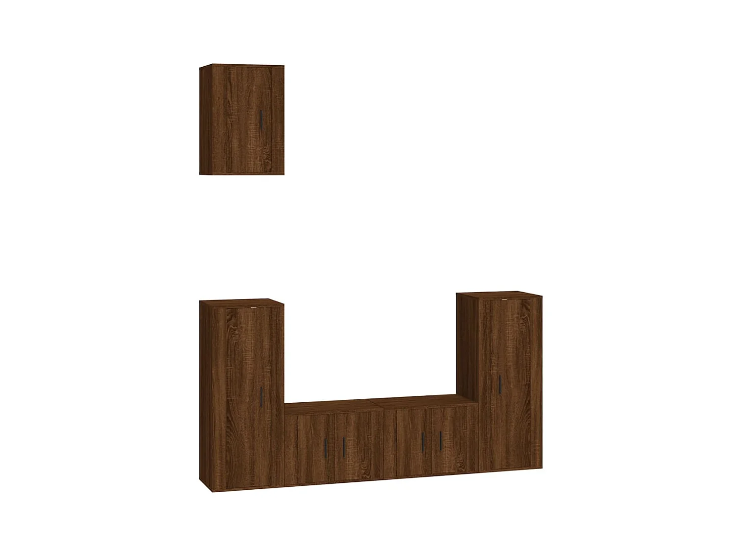 Set de muebles para TV 5 piezas madera contrachapada roble marrón