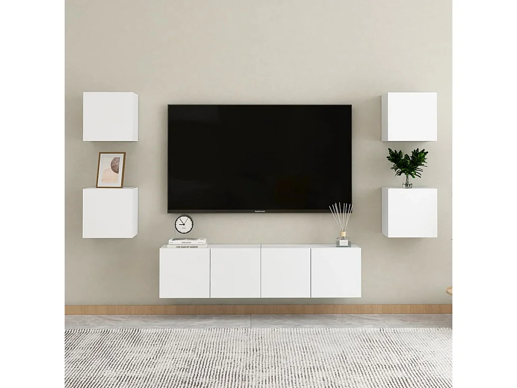 Muebles de pared para TV 4 unidades blanco 30,5x30x30 cm
