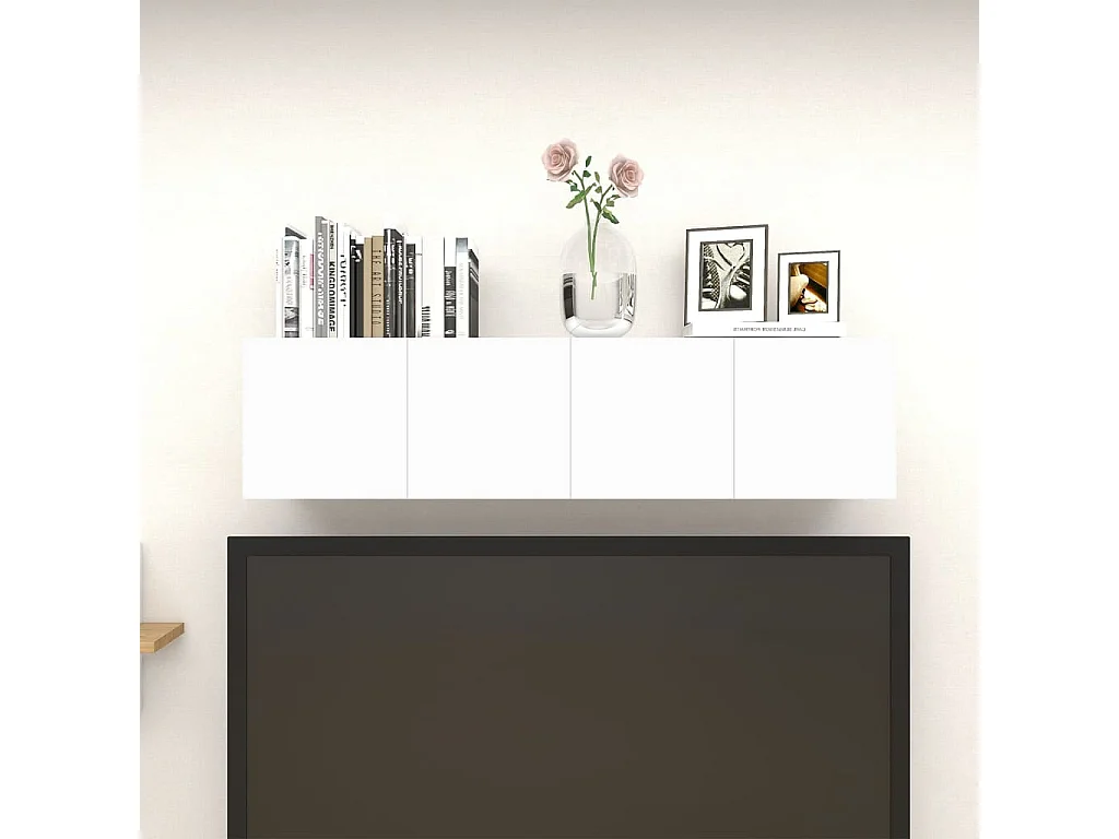 Meubles TV muraux 4 pièces Blanc 30,5x30x30 cm