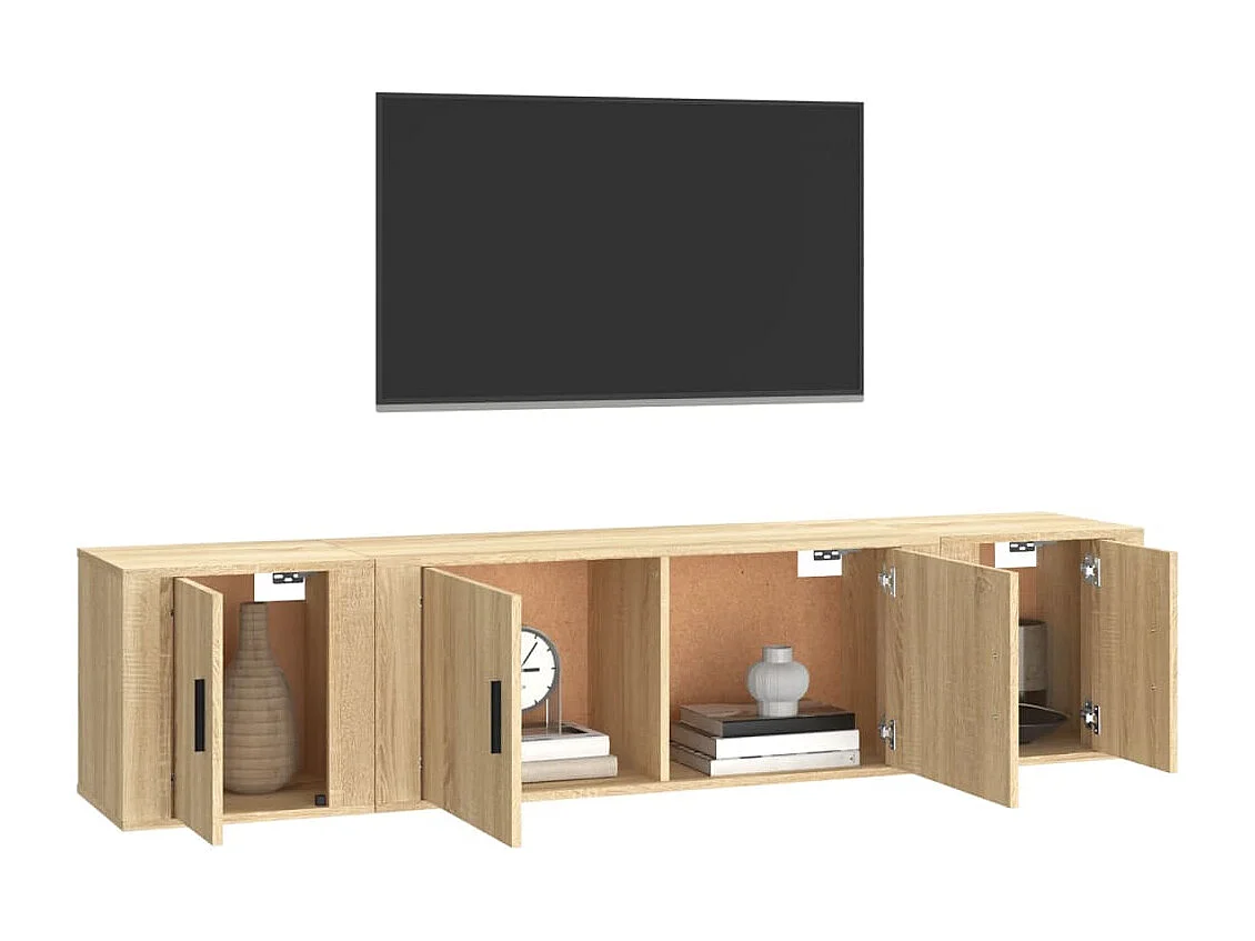Set de muebles para TV 3 piezas madera contrachapada roble sonoma