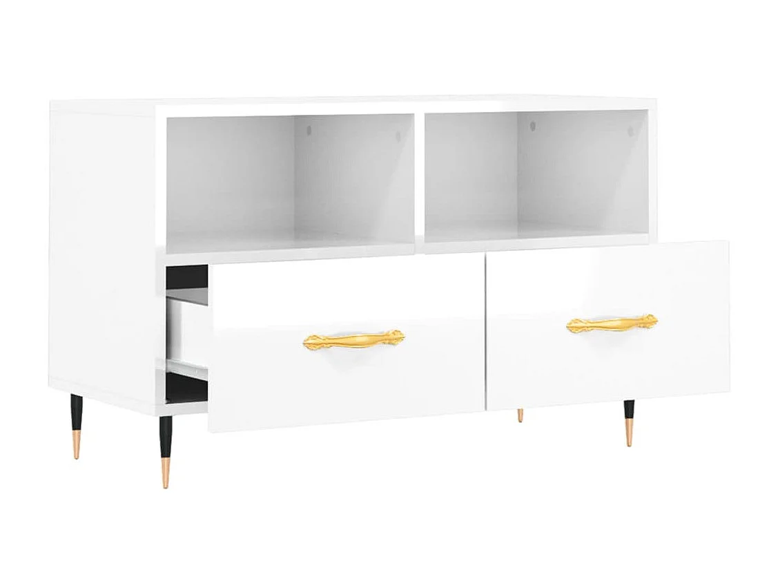 Móvel de TV 80x36x50 cm derivados de madeira branco brilhante