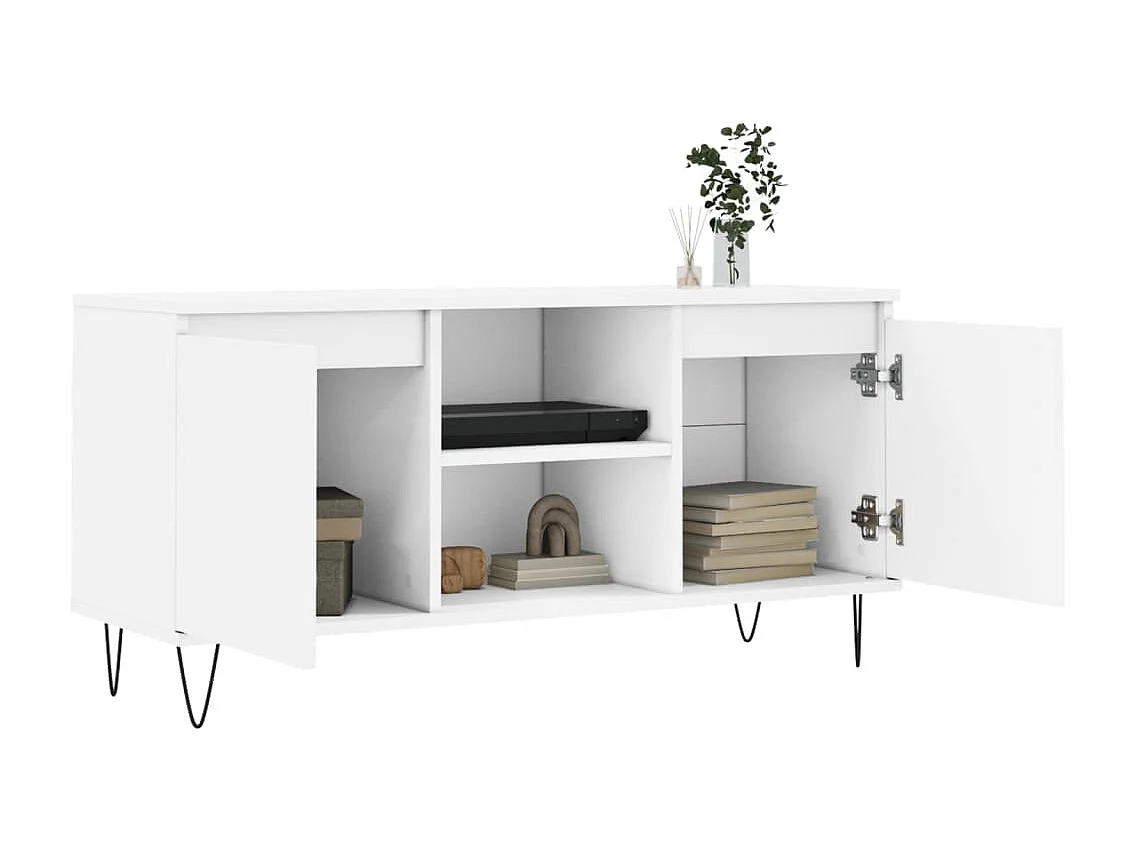 Meuble TV blanc 104x35x50 cm bois d'ingénierie