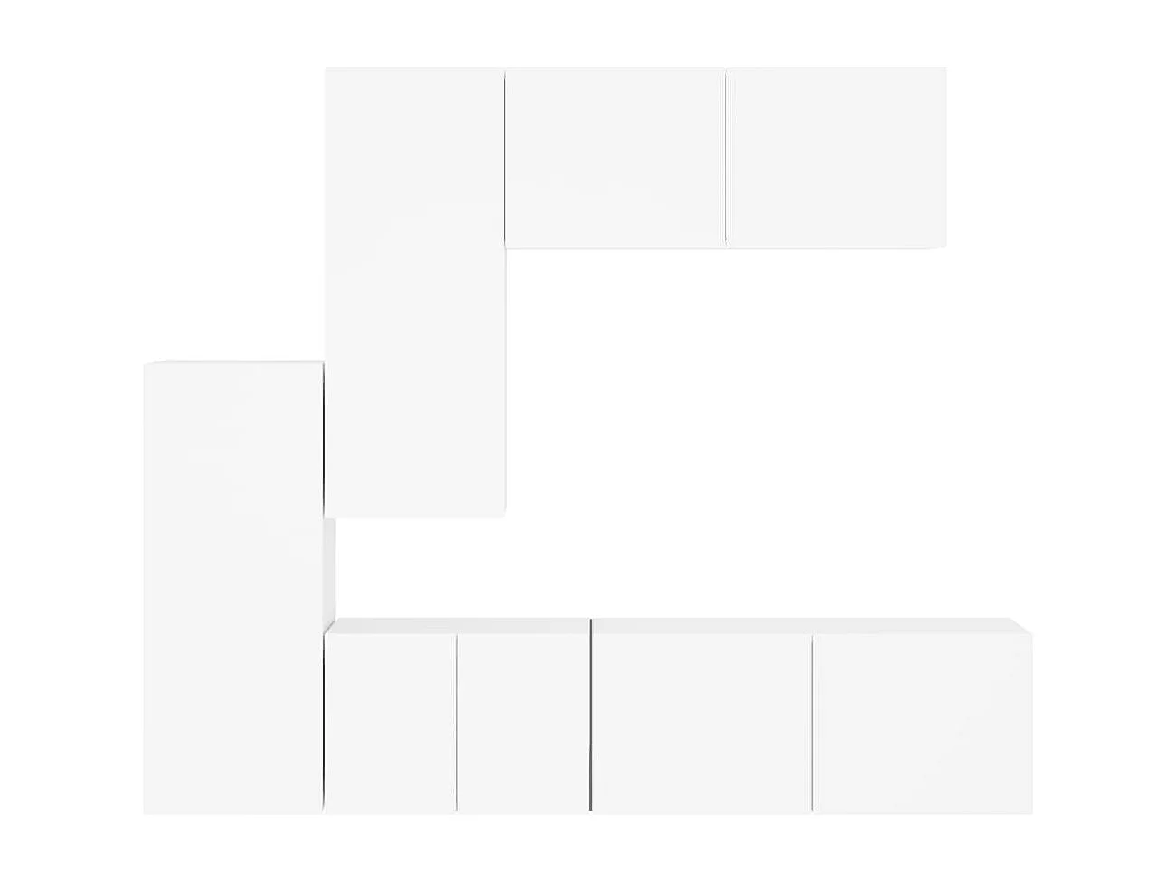 Unités murales TV 5 pièces blanc bois d'ingénierie